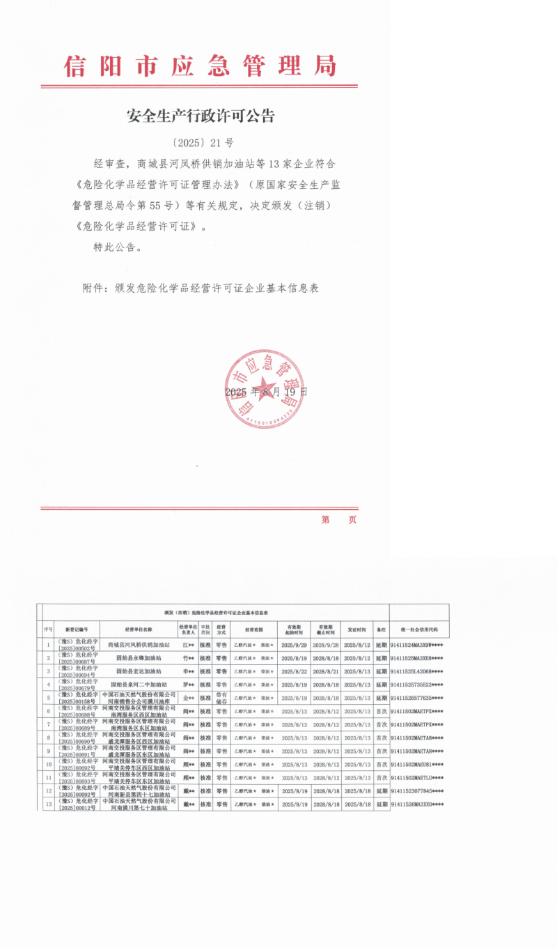 安全生产行政许可公告〔2025〕2号