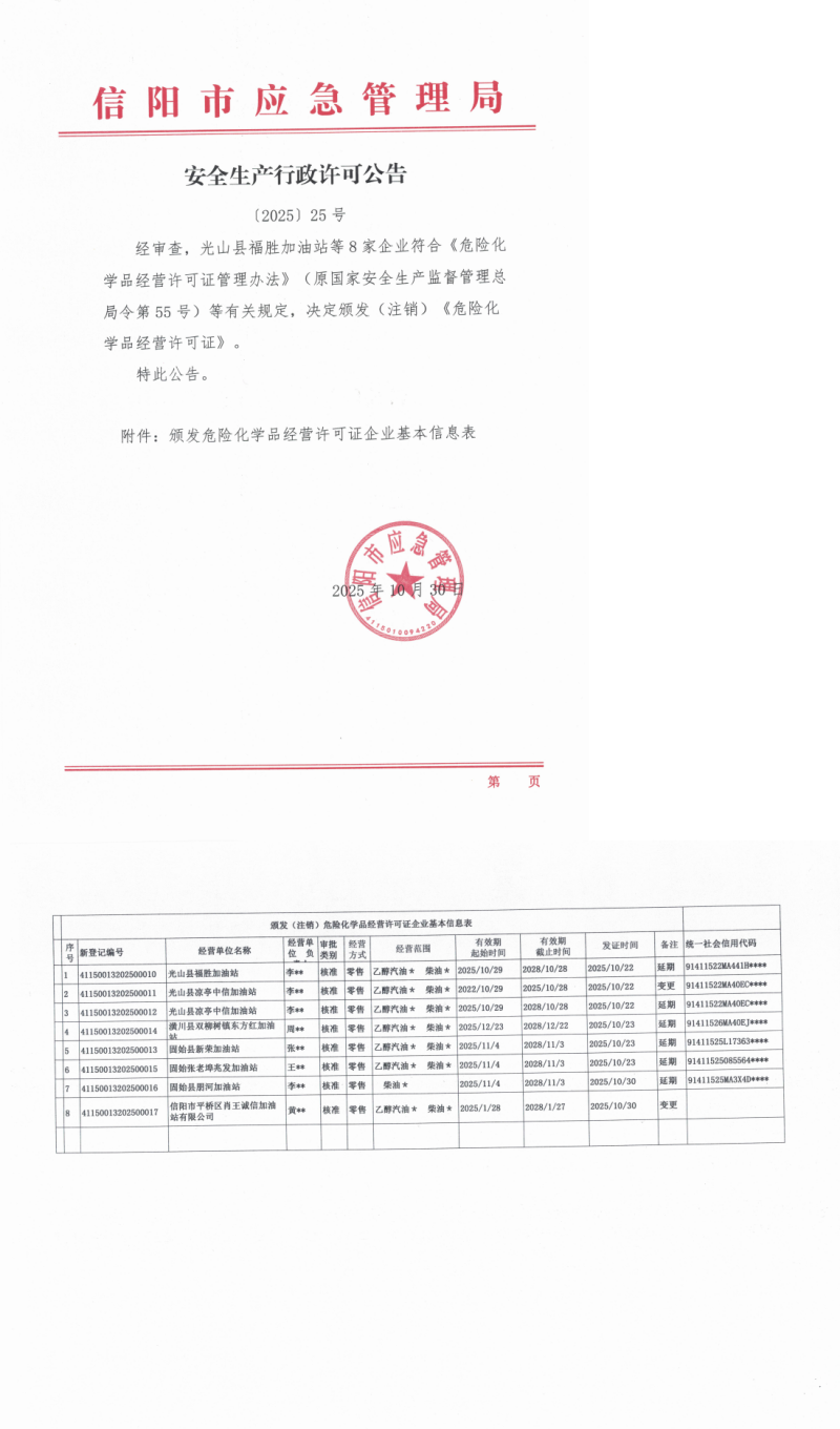 安全生产行政许可公告〔2025〕25号