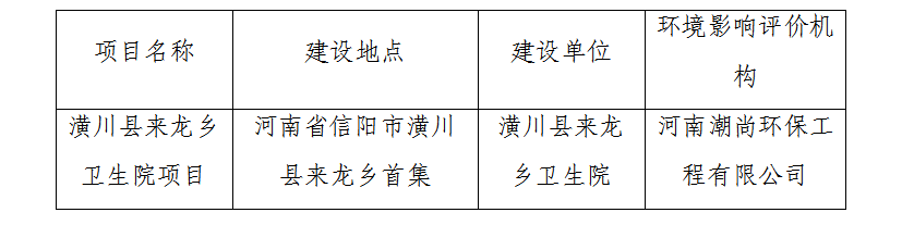 信阳市生态环境局潢川分局关于对2025年11月27日建设项目环境影响评价文件受理情况的公示 信阳市生态环境局潢川分局关于对2025年11月27日建设项目环境影响评价文件受理情况的公示