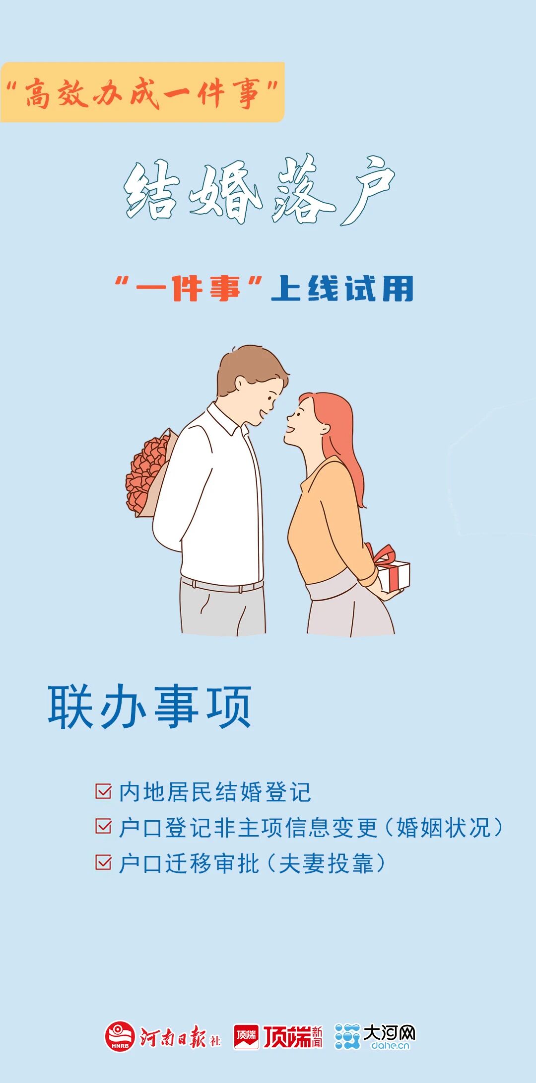 高效办成一件事丨结婚落户“一件事”上线试用 高效办成一件事丨结婚落户“一件事”上线试用