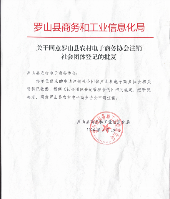 关于同意罗山县农村电子商务协会注销社会团体登记的批复